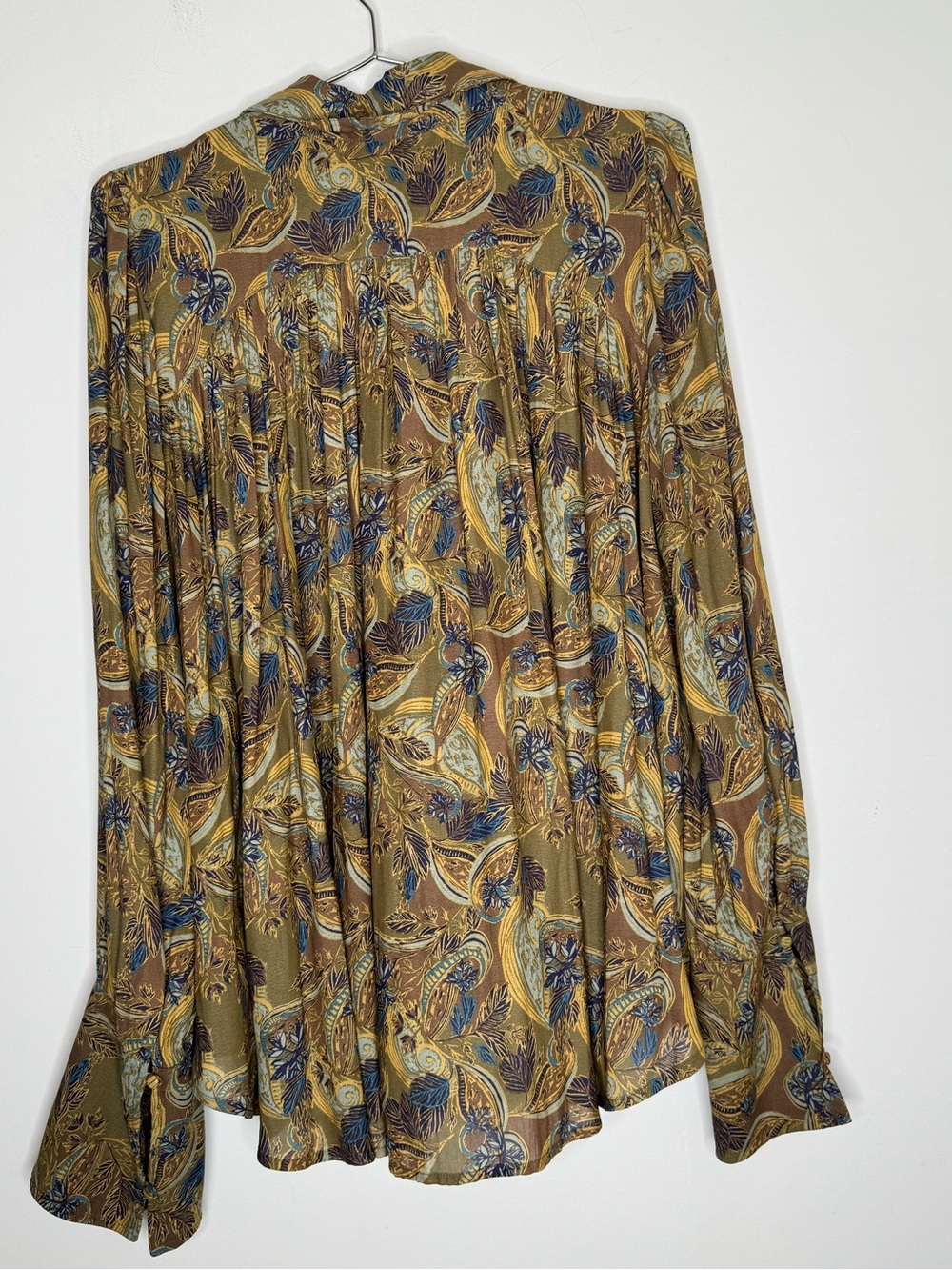 Free People Paisley Modern Muse Button Down Top Size L Sheer Boho Feminine - Picture 5 of 11
